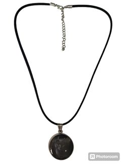 Stainless Steel Black Cat Pendant 1 Inch & 18” Suede Chain w/ 2” Extender