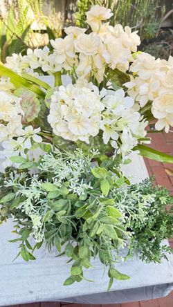 Artificial White Floral and Greenery Arrangement