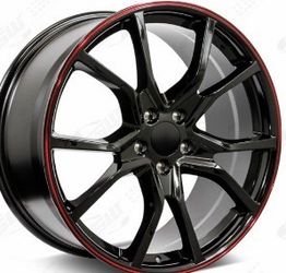 Honda civic 18x8 new blk with red top rims tires set