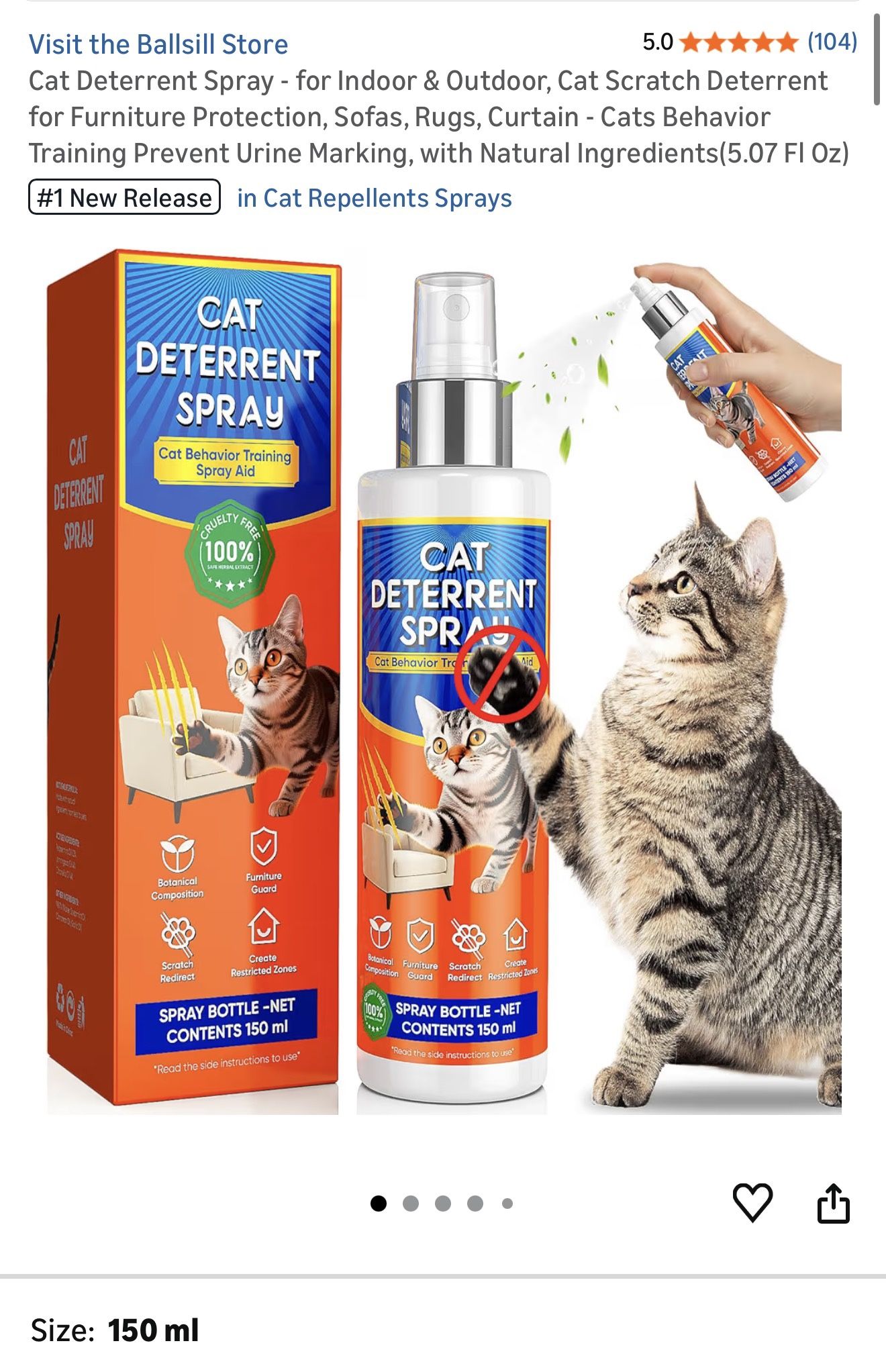 Cat Deterrent Spray - for Indoor & Outdoor