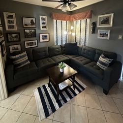 Dark Grey “L” Sectional Couch 