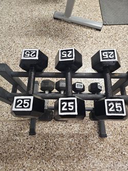 Dumbbells and rack