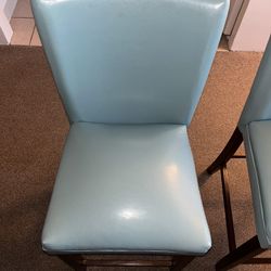 Gently Worn Baby Blue Faux Leather Chairs