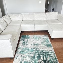 Swish Bisque Sectional Sofa & Ottoman For Sale!!!!