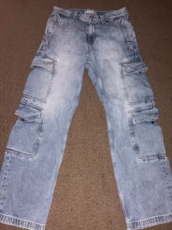 PacSun Dylan Baggy Light Wash Denim Cargo Jeans