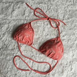 ABERCROMBIE & FITCH Y2K Coral Pink Floral Stitchwork Triangle String Bikini