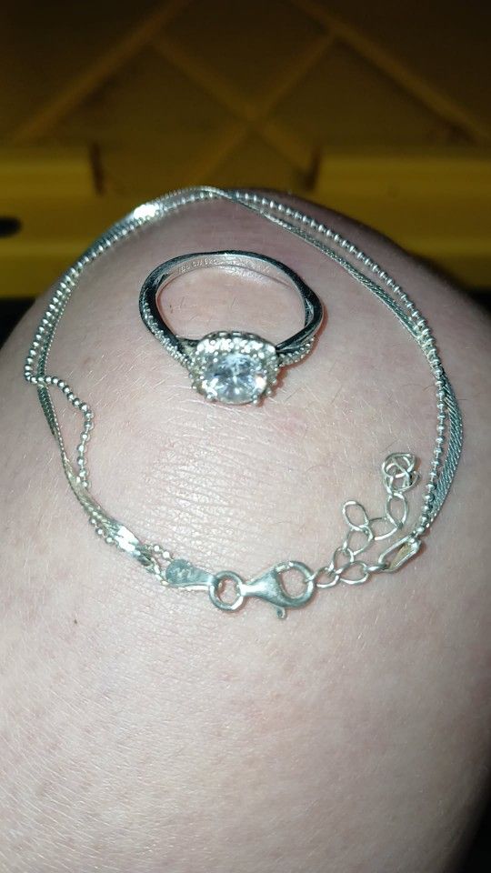 925 Bracelet And Ring Set