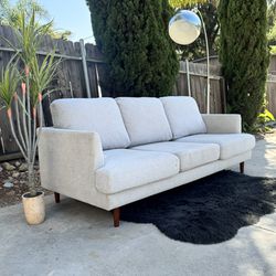 Modern Mid Century 7' 6" Contemporary Grey Couch Sofa 