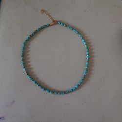 Unisex Natural turquoise 14 Kt  Gold Filled Bead NECKLACE
