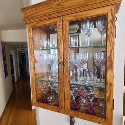 Wall Mounted Glass Doors Lighted Cabinet