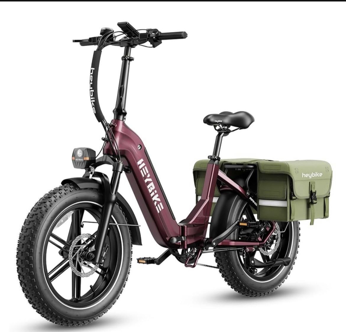 Heybike Ranger S Electric Bike for Adults, Foldable 1400W Peak Motor Ebike, 20" x 4.0" Fat Tire Step-Thru Electric Bicycle, 48V 14.4AH Removable Batte