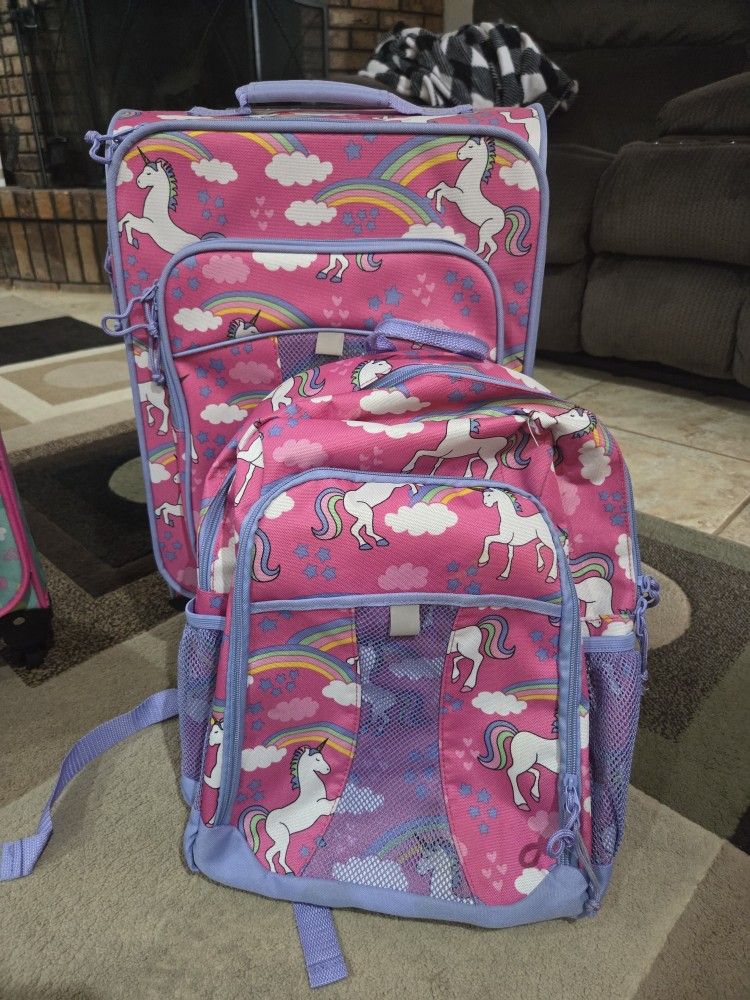 Unicorn Rolling Luggage & Backpack Set
