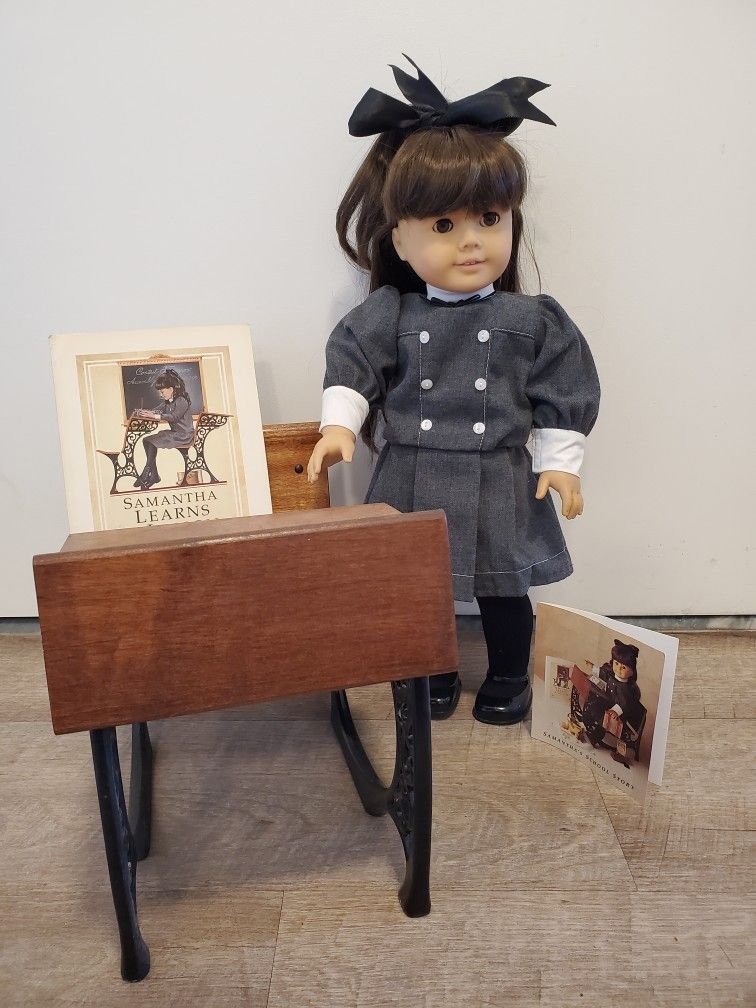 Pleasant company American Girl Samantha's School desk, buster brown dress,  book - magambanetwork.com