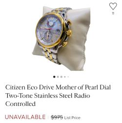 Citizen Eco Drive Mother of Pearl Dial Two-Tone Stainless Steel Radio Controlled