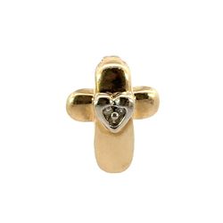 Woman’s Ladies 14k Yellow Gold Small Cross Charm Pendant For Necklace GP3068226