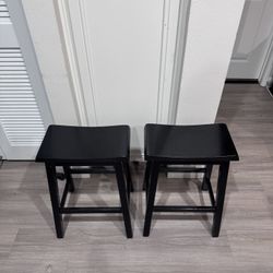 Set of 2 Black Wooden Counter Stools bar stool – 23.5” High