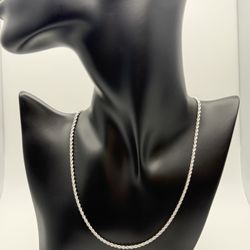Rope Chain – Solid 925 Sterling Silver – 16” – 2.2mm – Brand New 