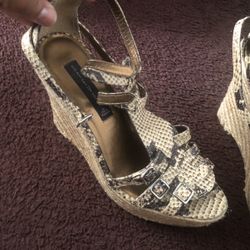 Snake Print Wedges