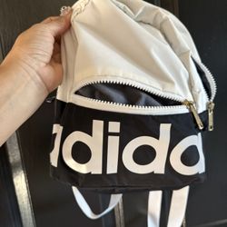 Adidas Mini Backpack White Black With Golden Zipper 