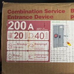 Combination Service Square D 200Amps 20 Spaces 40 Circuits 