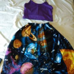 Purple Galaxy Two Piece Skirt Set