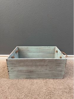 Rustic Farmhouse Wooden Storage Crate with Rope Handles