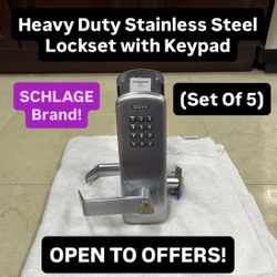 Heavy Duty Stainless Steel Lockset With Keypad (Set Of 5) OPEN TO OFFERS!