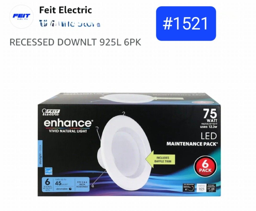 6ct. 75watt Recessed Downlight. New In Box