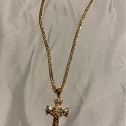 Real Gold Chain Cross 