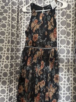 Petite large black flower dress