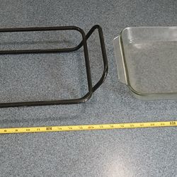 Rectangular PYREX Glass Dish and Metal Holder