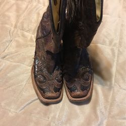 Corral® Ladies Chocolate Snake Inlay Brown Square Toe Boots A2404