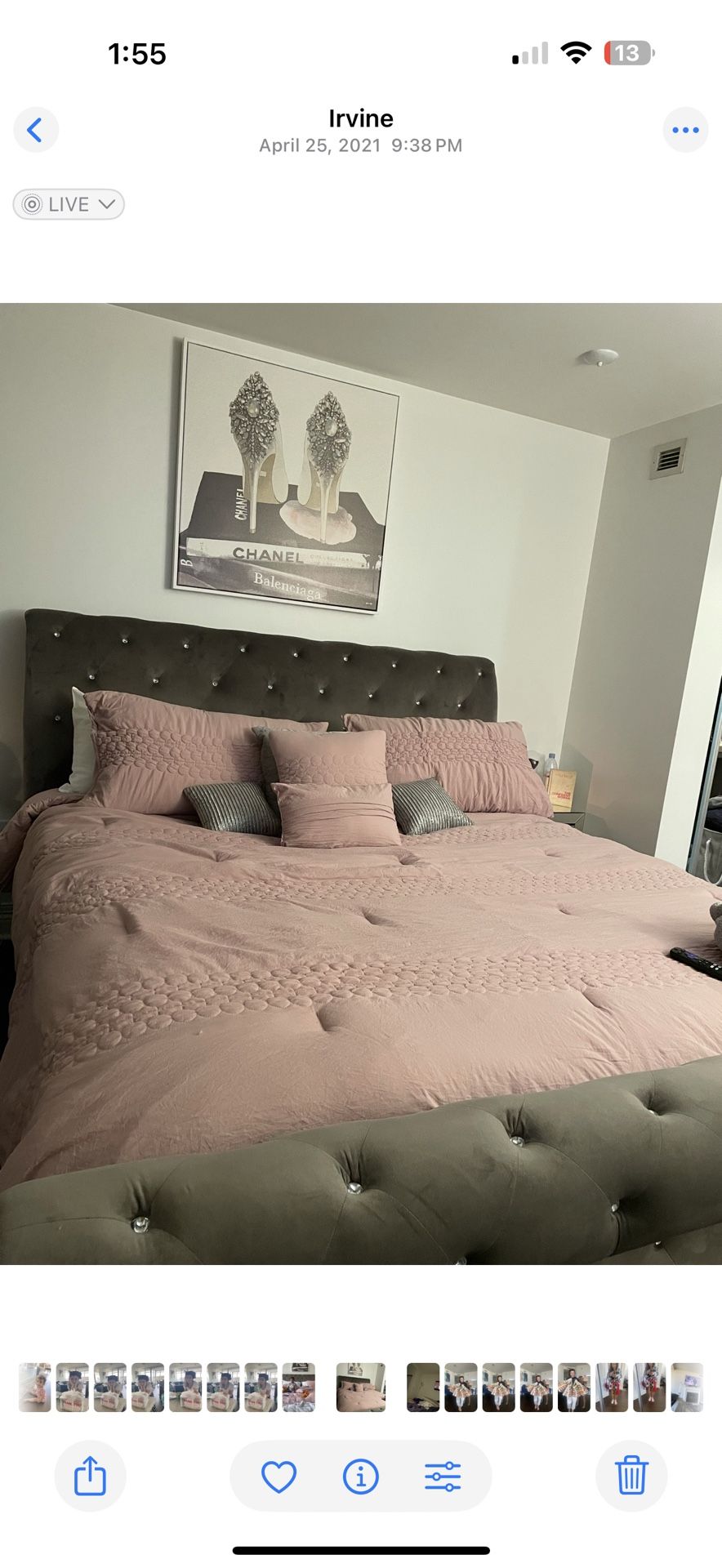 Luxury king Upholstered Bed Velvet