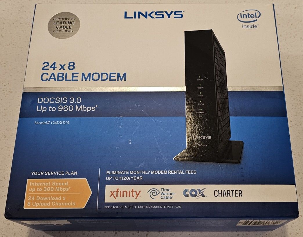 Linksys 24x8 Cable Modem CM3024 DOCSIS 3.0