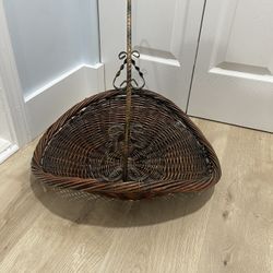 Wicker And Metal Basket 