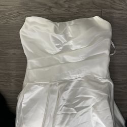 Ivory Satin Strapless Wedding Dress