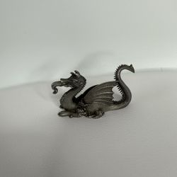 1980 Long-tongued Pewter Dragon Statue by Spoontiques No: PP508 3.5"W x 1.75"H