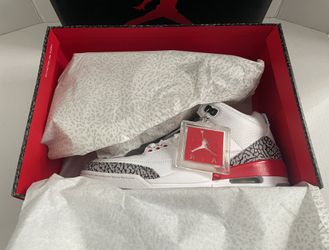 New  Air Jordan 3 Retro Fire Red Cement Black Men Sz 8 Women 9.5