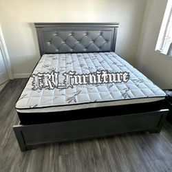 New King Bed Frame With Mattress 
