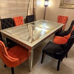 8 Velvet dinning chairs with free Z GALLERY table