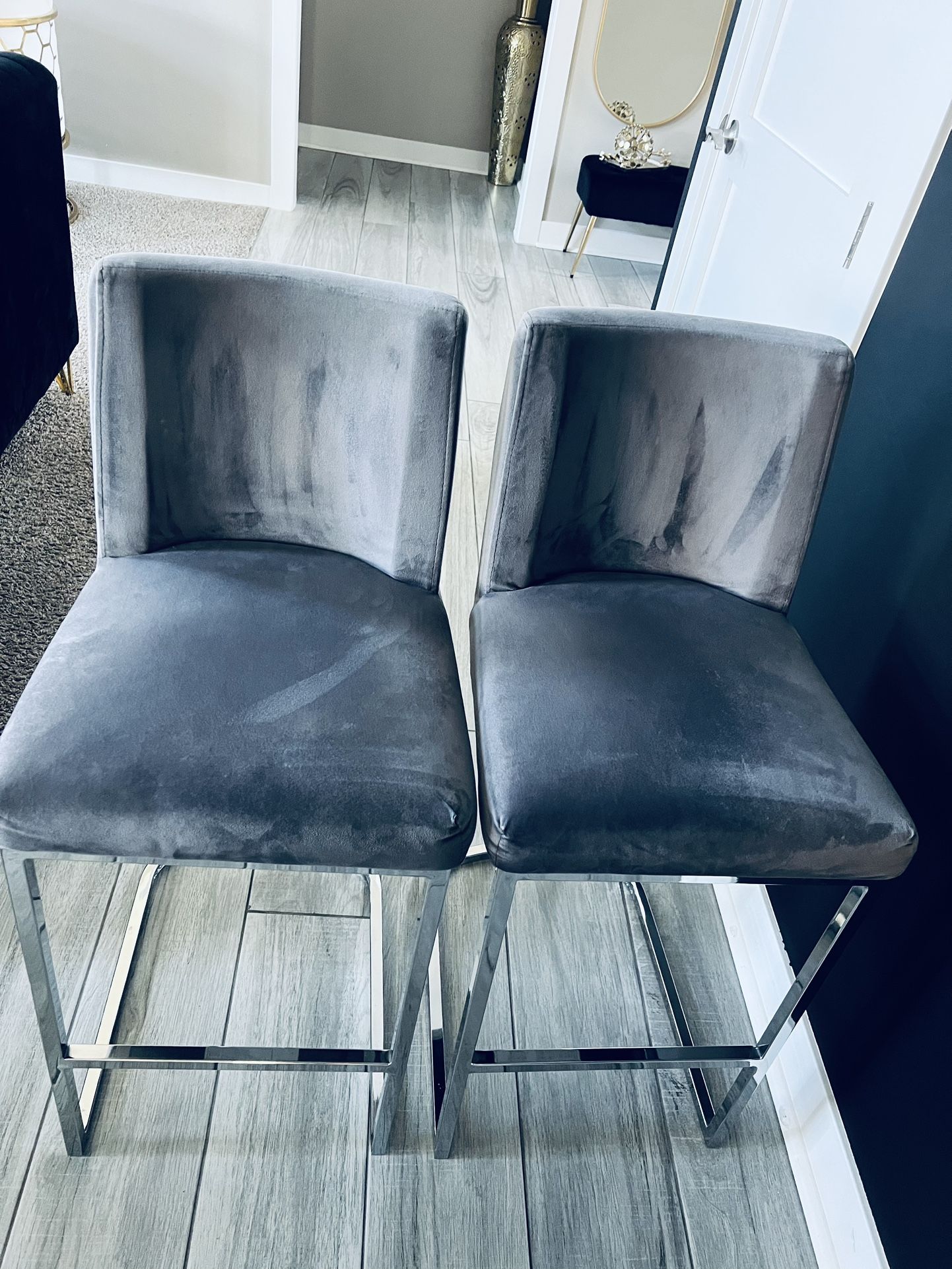 2 Kitchen Stools Gray Color