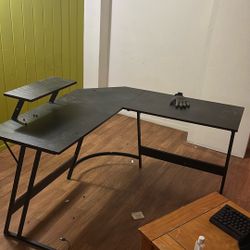 Desktop, Metal Shelves, Clothing Hanging. All Are In Very Good Condition 