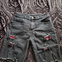 SHEIN Men Ripped Raw Hem Denim Shorts