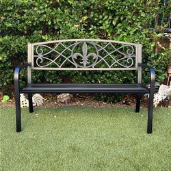 Steel Garden Bench Patio Color: Black 