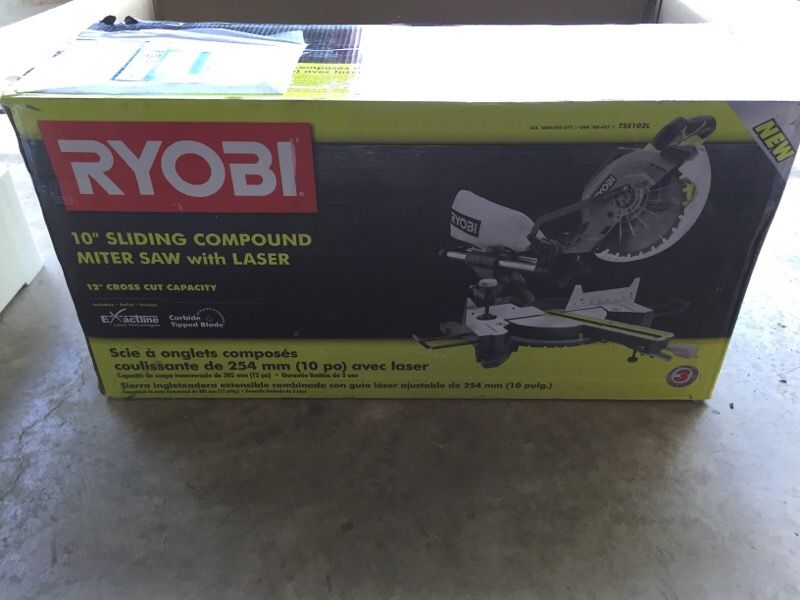 Ryobi 10 in. Sliding Miter Saw 15-Amp with Laser TSS 102L (New)