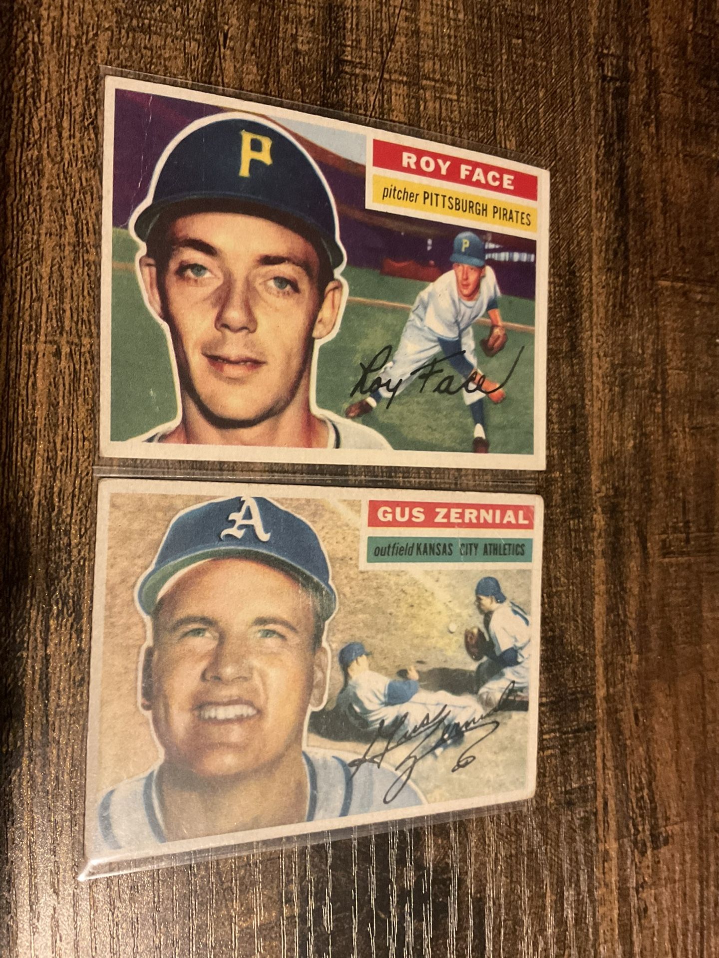 2 Vintage 1956 Topps Baseball Cards Both Minor Stars Roy Face & Gus Zernial HBV $40