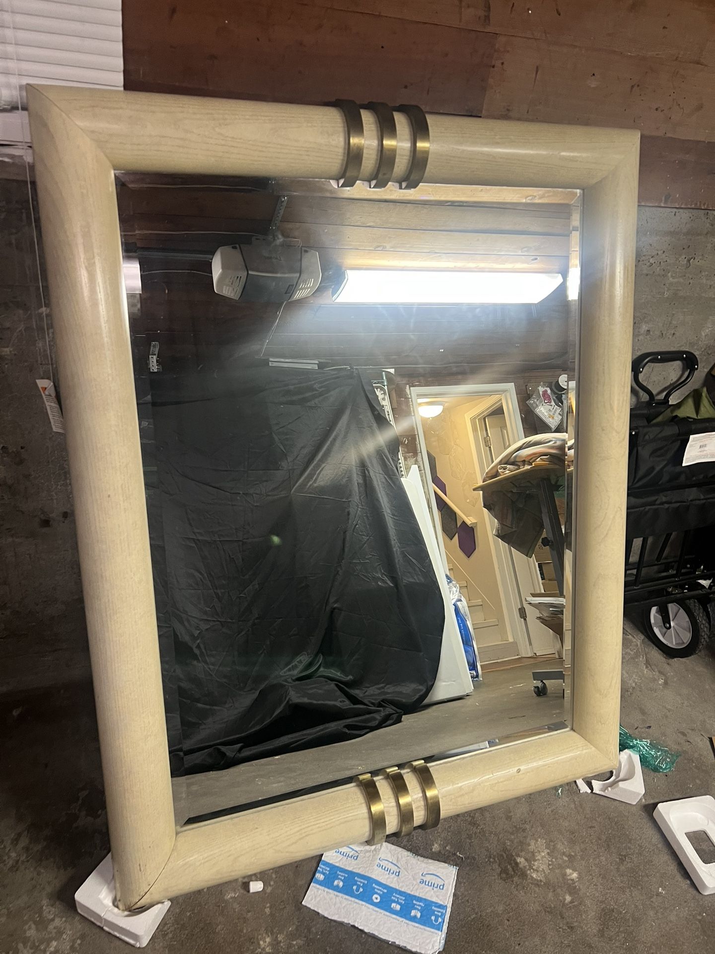 1970s Henredon Oak And Bronze Mirror