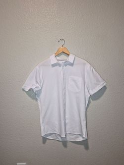 Apt 9 Mens Slim Fit Preformance White Button Up Shirt Size: Large