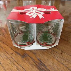 New Vintage Libby Christmas Tree and Snow Themed Glassware - Set of 4 