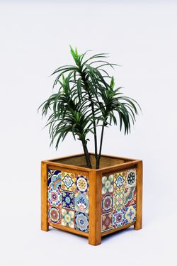 16” Square Cedar Talavera Planter